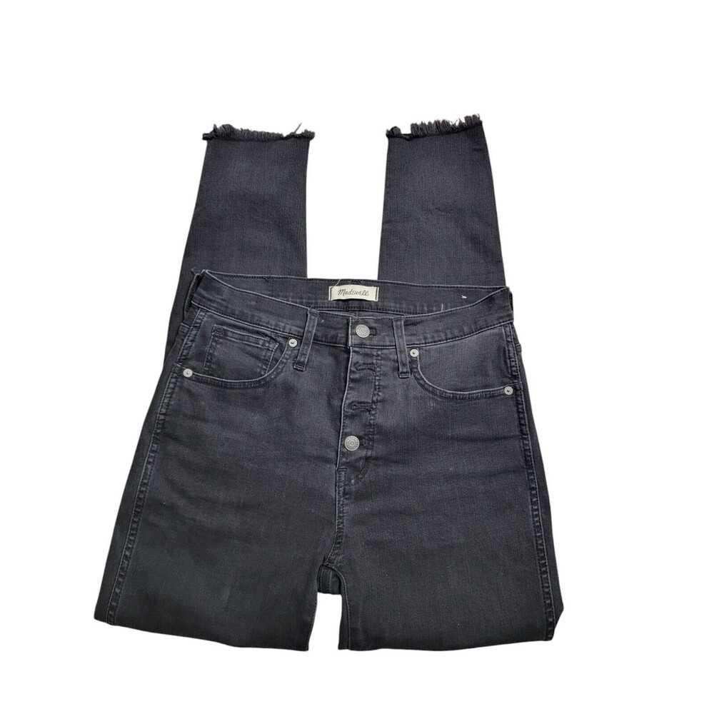 Madewell 10" High-Rise Skinny Acide Wash Denim Black Jeans Size 28